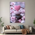 thumbnail image 6 of Mudket Pink Heart Zen Stones with Cherry Blossoms Canvas Wall Art, Framed Ready to Hang, Romantic Floral Spa Wall Decor for Living Room Bedroom Bathroom Office, Calming Nature Print - 12"L x 8"W, 6 of 10