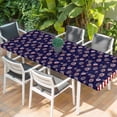 thumbnail image 2 of 4th of July Table Cloths for 8 Foot Rectangle Tables, Navy US Flag Independence Day Stars Red Stripes Patio Waterproof Elastic Fitted Tablecloths, Washable Rectangular Table Cover for Camping, 2 of 8