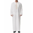thumbnail image 2 of Muslim Thobe for Men Frog Buckle Mens Caftans Big and Tall Mens Soft Arab Thobe with Pocket and Embroidery Size 3XL White, 2 of 9