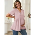 thumbnail image 2 of DARING DIVA Women's Boho Ruffled V Neck Short Sleeve Maternity Tops XL Dusty Pink, 2 of 7