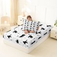thumbnail image 4 of Manfei Kawaii Kitten Twin Fitted Sheet, Cute Cartoon Animal Bedding, Black White, 2 Pieces, 1 Fitted Sheet and 1 Pillowcase, 4 of 6
