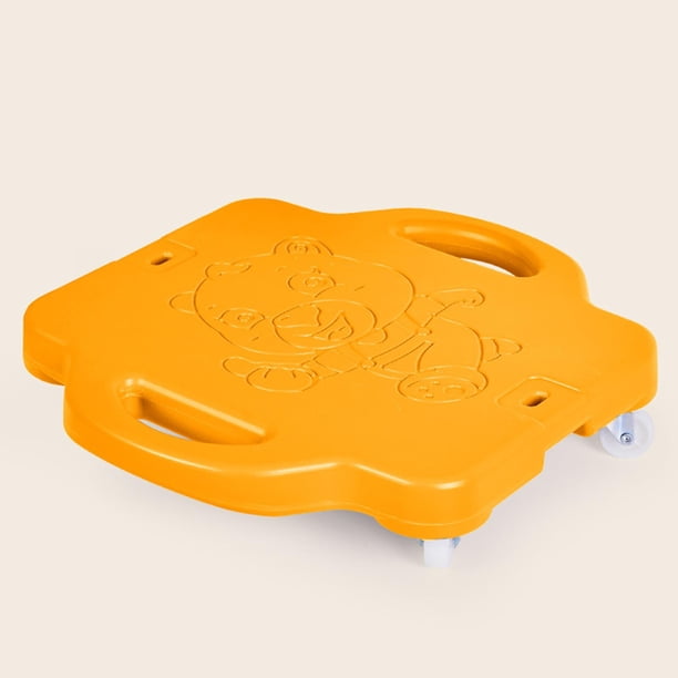 Tabla de piso para patinete portátil con asas contorneadas, patinete deportivo plano, Amarillo