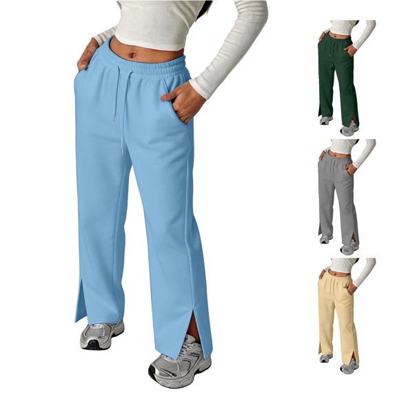 NinXxx Kids Side Split Sweatpants School Supplies Elastic Loose Trousers Sky Blue 11-12 Years