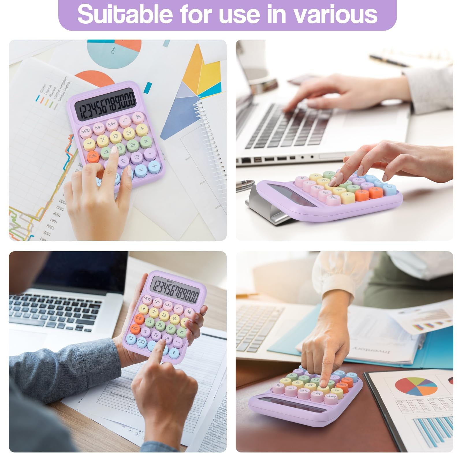 Clearance Office cabinet under $8,Creative Colorful Candy Colored Electronic Calculator 12 Digit Large LCD Display And Big Round Buttons Typewriter Mechanical Key Calculator For School Home 2PC