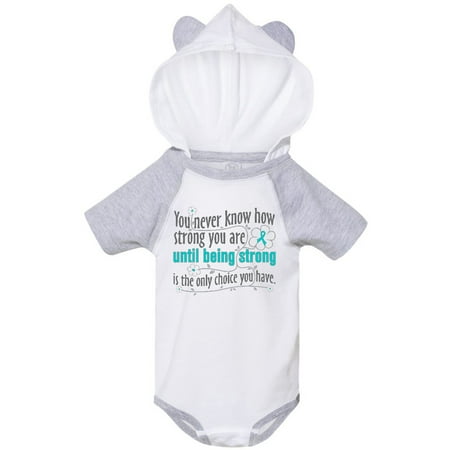 

Inktastic Ovarian Cancer Being Strong Gift Baby Girl Bodysuit