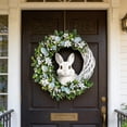 thumbnail image 4 of Easter Rabbit Wreath With Acrylic Plaques, Decorative Hanging Sign Ornament for Home Wall & Door, Festive Spring Easter Wreath Prop & Holiday Gift Easter Decorations For Home, 9.84in, Blue, 4 of 7