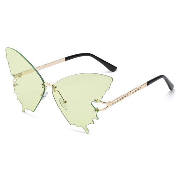 Lilgiuy Women's Butterfly Sunglasses Summer Fashion Oversize Rimless Hawaiian Sun Protection Glasses Glam Gifts for Her