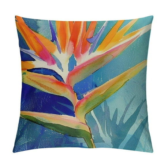 Bird of Paradise Flower Graphic Decorative Cushion Throw Pillow Cover for Home Couch Living Room Bed Sofa Square Pillow Covers 1PC 12x12in
