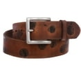 thumbnail image 1 of Snap On 1 1/2" Vintage Cowhide Full Grain Faux Cow Print Leather Casual Belt, 1 of 4