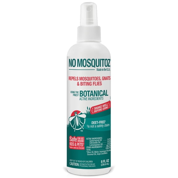 No Mosquitoz Botanical Insect Repellent, DEET-Free, Made with Natural Essential Oils, Non-Greasy Formula, Woodsy Scent, 8 Fl. Oz. Spray Bottle
