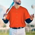 thumbnail image 6 of Balery Orange Baseball Jersey for Men Casual Button Down Shirts Short Sleeve Active Team Sports Uniform-Large, 6 of 9
