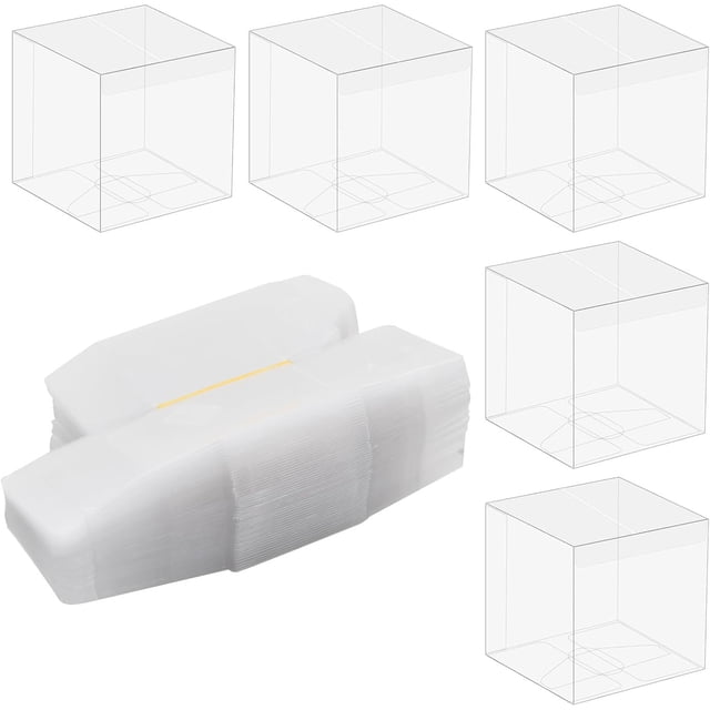 Paquete de 50 Cajas Transparentes de Plástico, Cajas de Regalo 6 x 6 x 6 cm, Cajitas para Dulces y Recuerdos, para Fiesta Boda Cumpleaños Baby Shower
