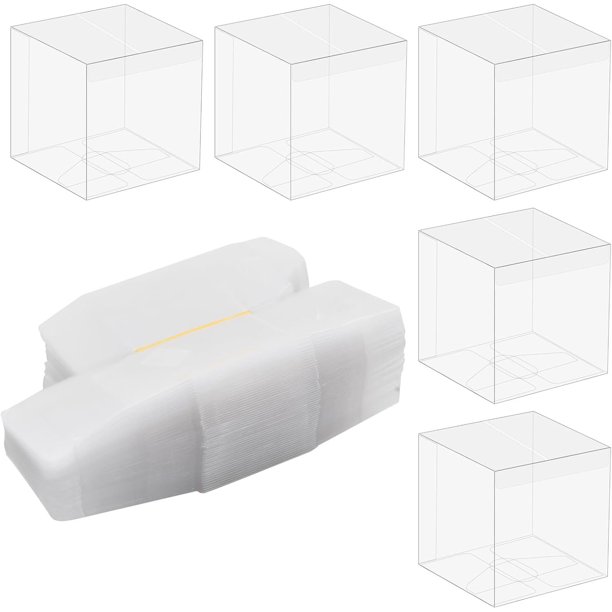 Paquete de 50 Cajas Transparentes de Plástico, Cajas de Regalo 6 x 6 x 6 cm, Cajitas para Dulces y Recuerdos, para Fiesta Boda Cumpleaños Baby Shower