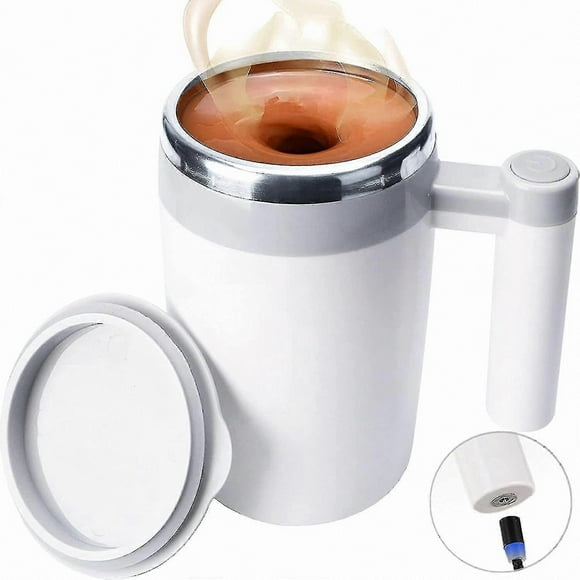 Automatic Mixing Mug, Rechargeable Self-Stirring Cup with Stir Bars, 14oz Waterproof Mug for Coffee, Milk, Cocoa, Office, Kitchen, Travel Use