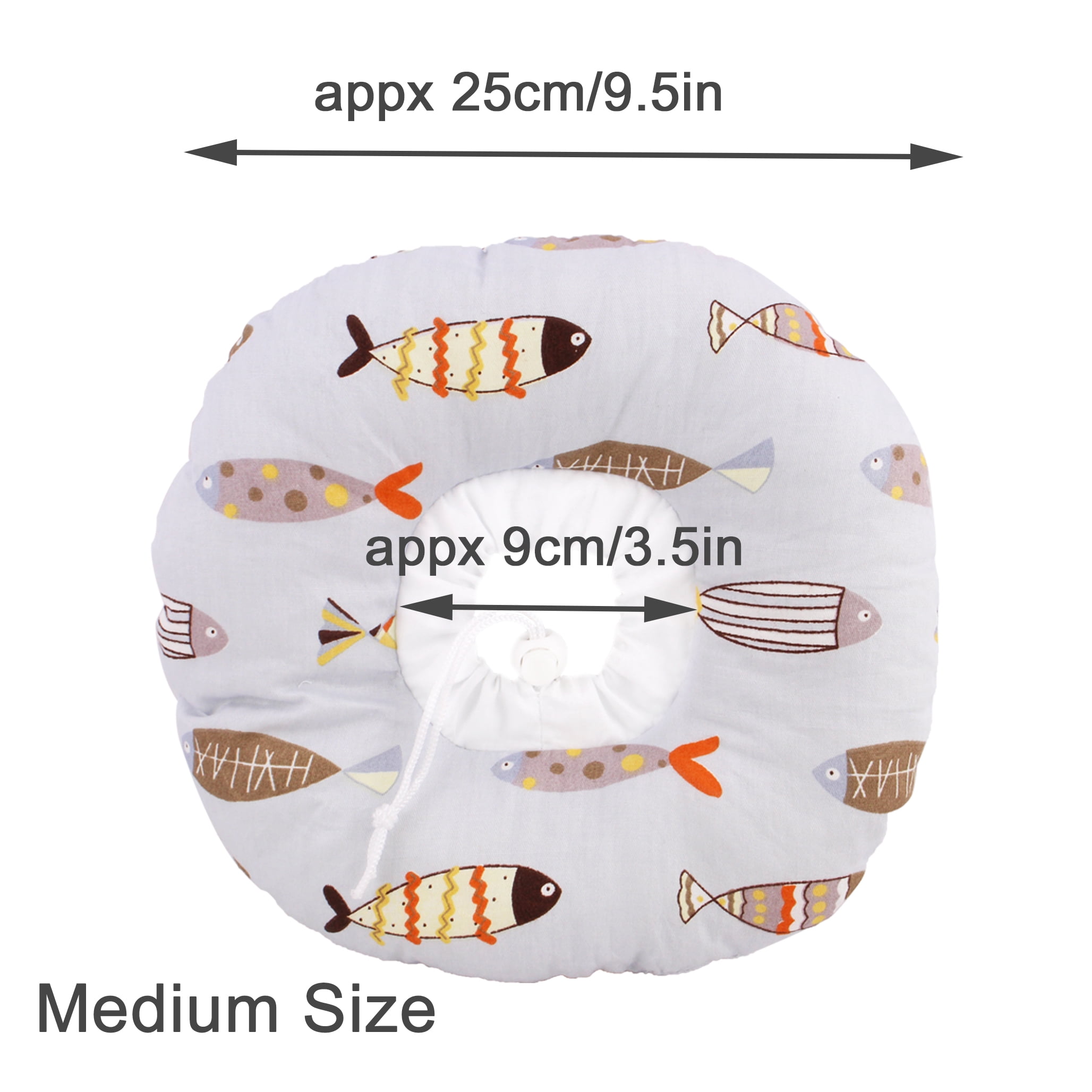 Cute Fish Print Pet Elizabeth Collar Cute Recovery Healing Protective Cats and Dogs E-Collar (M) EHD