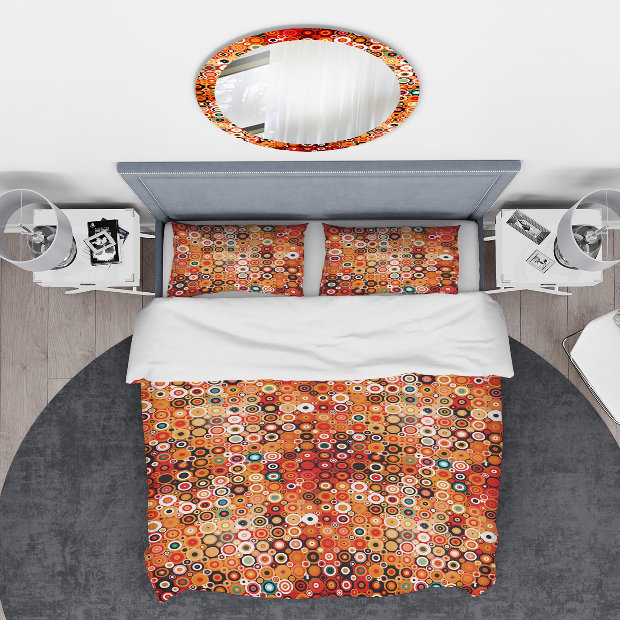 Designart 'Disco Style Pattern with Dots & Circles' Modern & Contemporary Duvet Cover Set