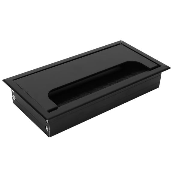 Desktop Cable Hole Box, 160x80MM Black Aluminum Alloy Square-Type Wire Box Desk Threading Grommet Case for Cable Hole Cord Management Organizer