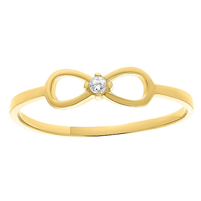 Anillo Infinito Liso con circonia central #6 Oro 14K Horoz V12 W9766