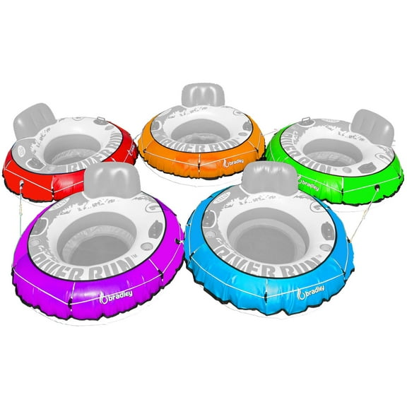 Bradley Pack of 5 Heavy Duty River Tube Cover Only; Made in USA to fit River Run Tube; Compatible with Intex Inflatable River Run river float tube & Most 53" River Tubes (colors: Red, Orange, Green, B