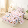 thumbnail image 2 of Feelyou Kawaii Ghost Twin Sheets, Happy Halloween Pumpkin Bedding, Pink Orange, 3-Piece, 1 Flat Sheet, 1 Fitted Sheet and 1 Pillowcase, 2 of 5