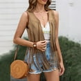 thumbnail image 4 of TAIAOJING Womens Tassel Sleeveless Vest 70s Hippie Faux Suede Fringe Jacket Cardigan Coats Costume, 4 of 6
