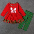 thumbnail image 2 of Conjunto de 2 piezas de camiseta y pantalones de lunares con estampado de ciervos de manga larga para niñas y bebés de Navidad, 2 of 5