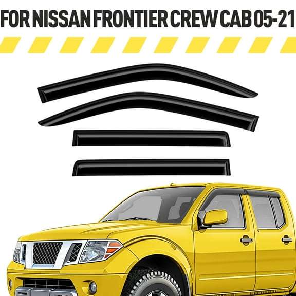 AEROGUYS Tape-On Window Deflectors Extra Durable Window Visors Rain Guards Fit for Nissan Frontier 2005-2021 Crew Cab, Sun Visors, Wind Vent Visors, Car Accessories - 4 pcs. AG0733