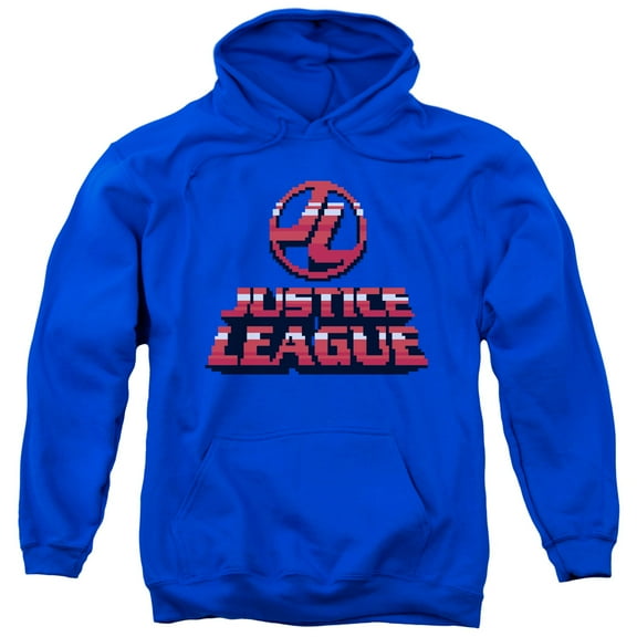 JLA Justice League 8 Bit JLA Justice League Adult Pullover Hoodie Sweatshirt Royal Blue