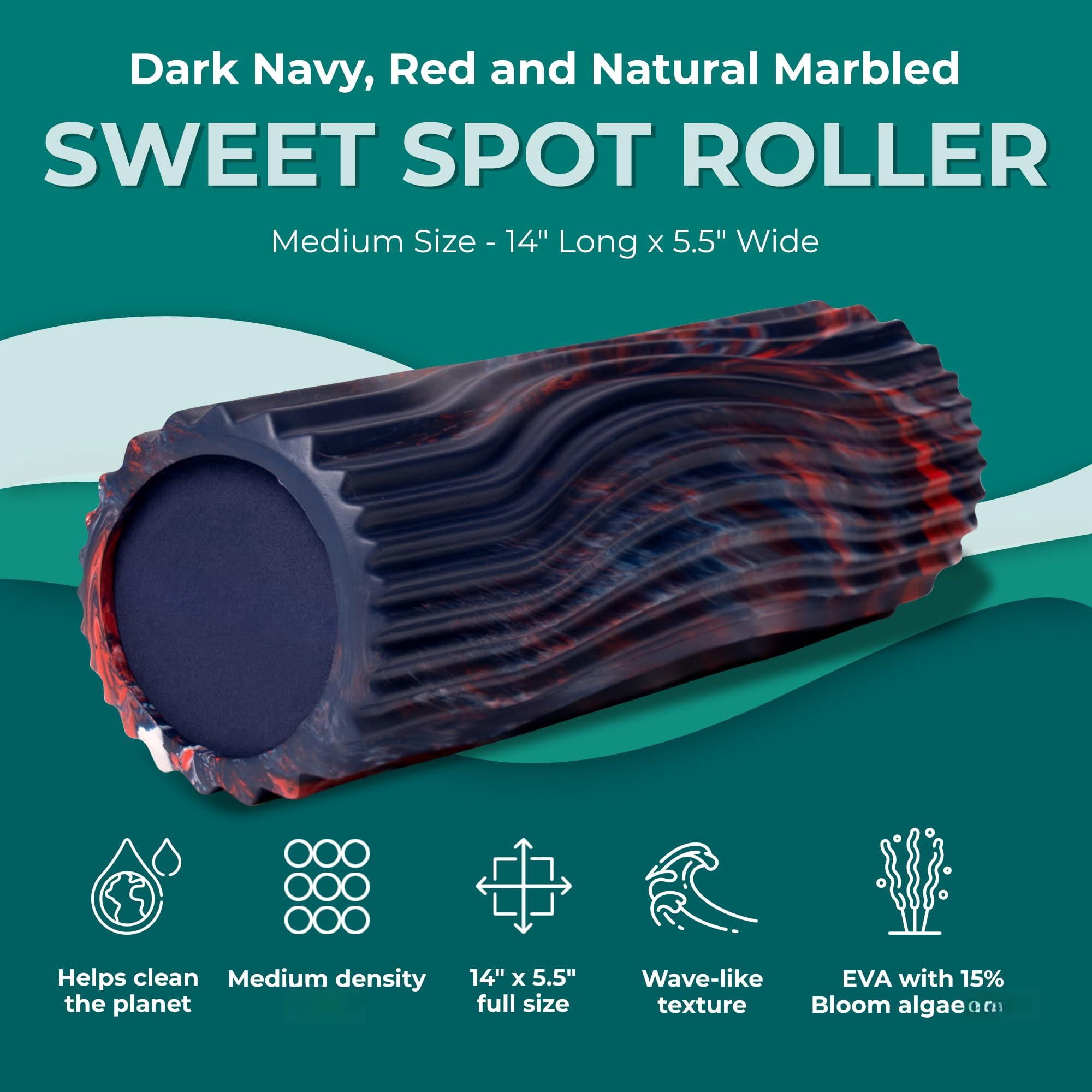 Sweet Spot Medium Exercise Foam Roller 14"x5.5" - Density Travel For Physical  Deep Tissue Massage Yoga Pilates Wave Texture (dark Navy Red & Marbled)