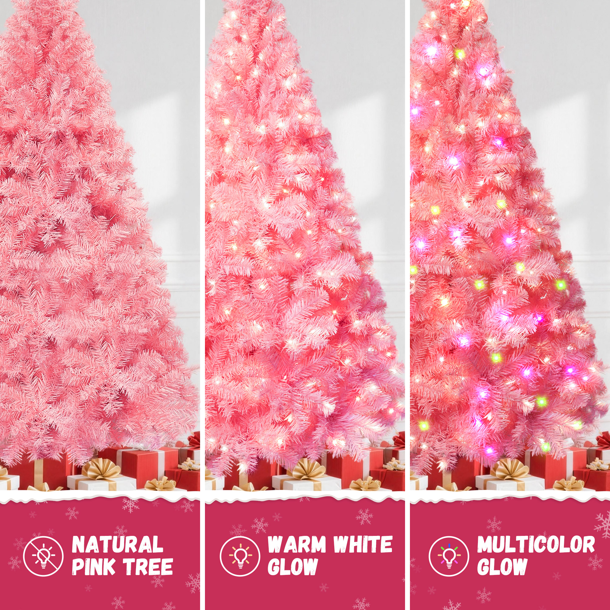 Yexmas 6ft Pre-Lit Pink Christmas Tree with 300 Lights photo 6