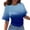 Blue, variant on TrendOFT Ruched Shirts for Women Gradient Color Crew Neck Half Sleeve Summer 2026 Casual Cinched Waist Crop Tops Black L