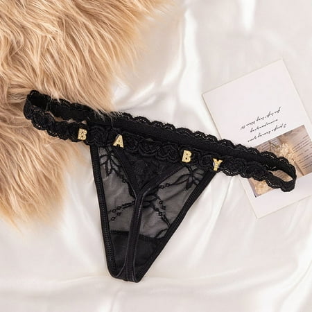 Personalized Thongs with Silvery Gold Letters Name Sexy Lace Custom Underwear