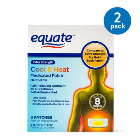 (2 pack) (2 Pack) Equate Extra Strength Cool & Heat Medicated Patch, 5 Ct