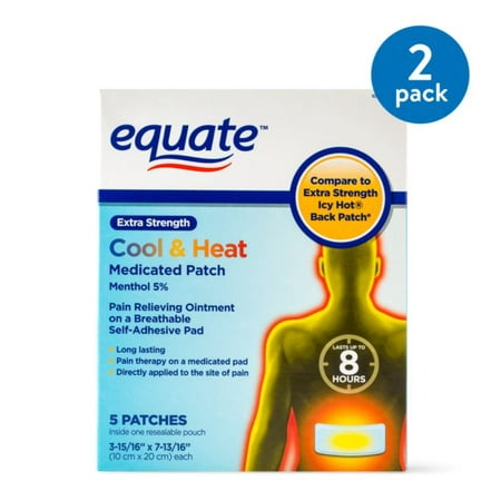 (2 Pack) Equate Extra Strength Cool & Heat Medicated Patch, 5