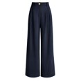 thumbnail image 1 of Fgnfyis High Waisted Wide Leg Flowy Trousers for Casual Wear Comfortable Stretchy Work Pants with Belt Elegant Dressy Womens Pants Blue S, 1 of 2