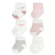 Carter's Child of Mine Baby Girl Crew Socks, 6 Pack, Newborn