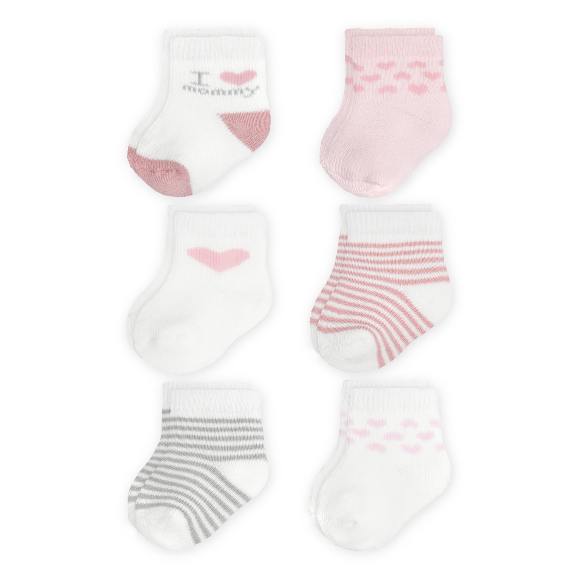 Carter's Child of Mine Baby Girl Crew Socks, 6 Pack, Newborn