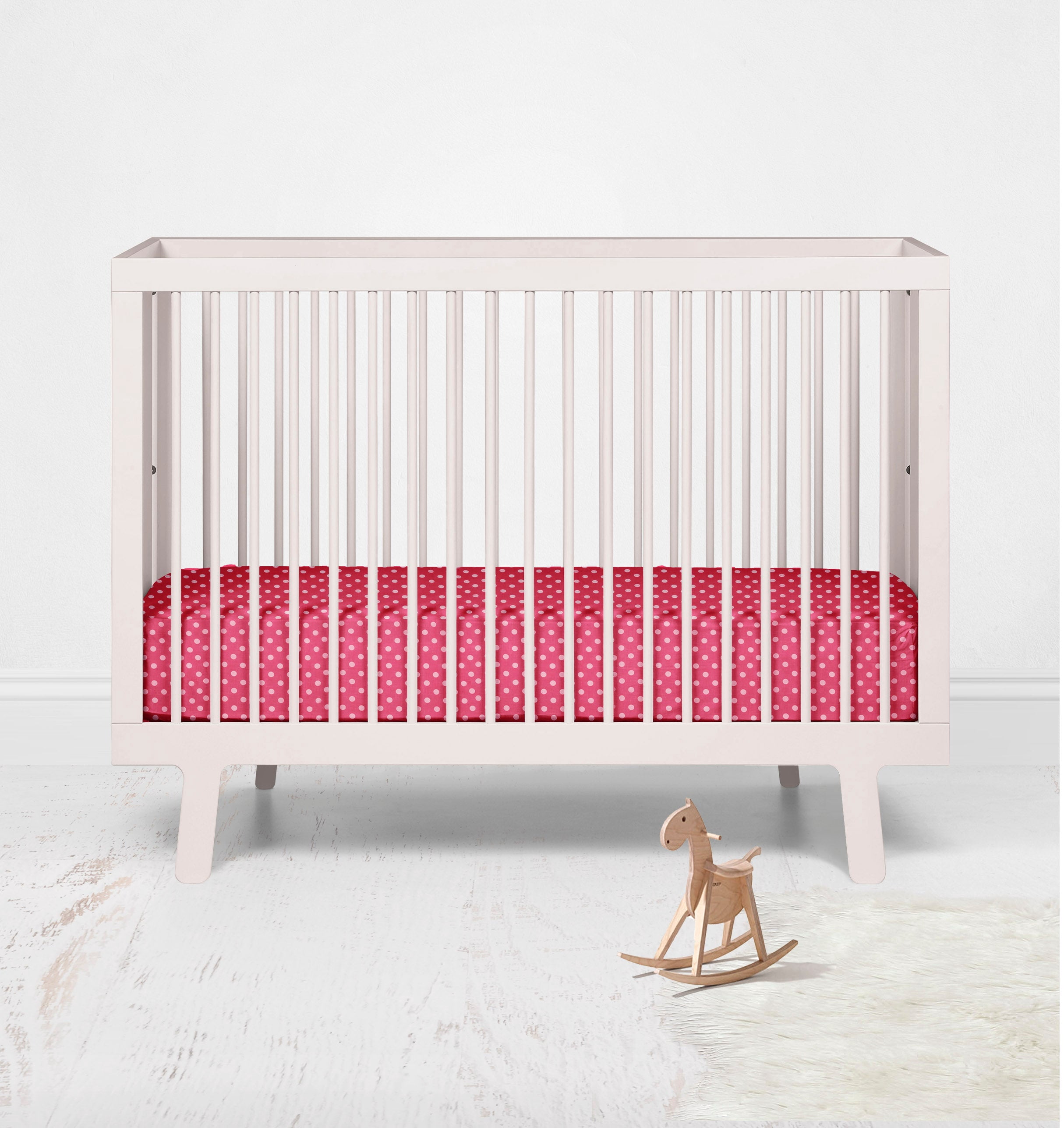 Bacati - Pin Dots Fuschia Toddler Bedding/Sheet Set 100% Cotton Percale