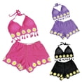 thumbnail image 4 of Knitted Top with Wide Leg Shorts Vacation Outfit Crocheted Sling Crop Top and Shorts Set Suitable for Holiday, 4 of 8
