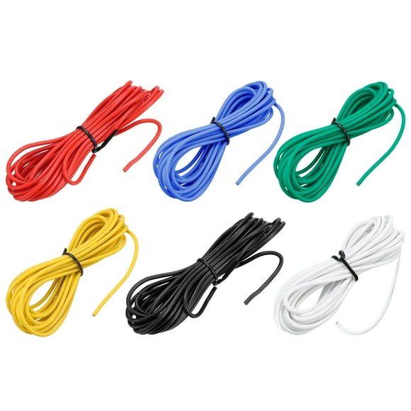 Unique Bargains 18 Gauge Silicone Wire 18AWG Stranded Wire Tinned Copper Wire High Temp Wire 6 Color 3.0m/10ft 6pcs