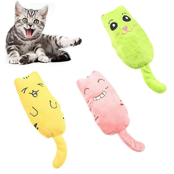 3 piezas de juguetes para gatos YONGSHENG interactivos de felpa suave con hierba gatera
