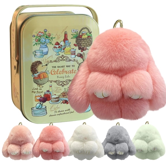 Bunny Keychain with Box, Bunny Keychain with Tin, Cute Plush Bunny Keychain Thoughtful Gift for friends