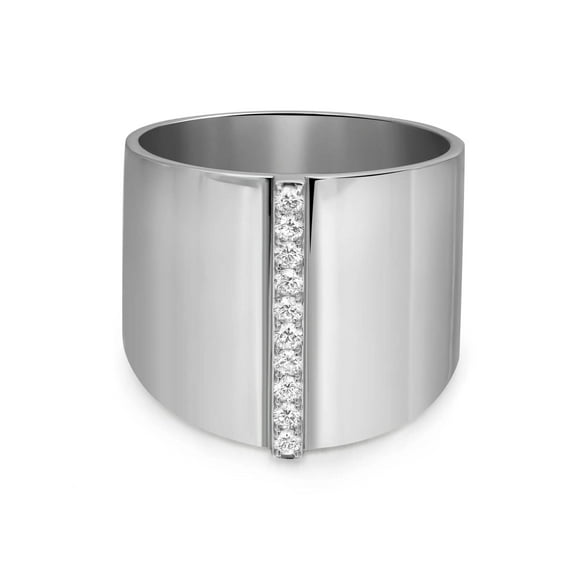 Messika 0.17Cttw Kate Diamond Wide Band Ring 18K white Gold Size 54 US 7