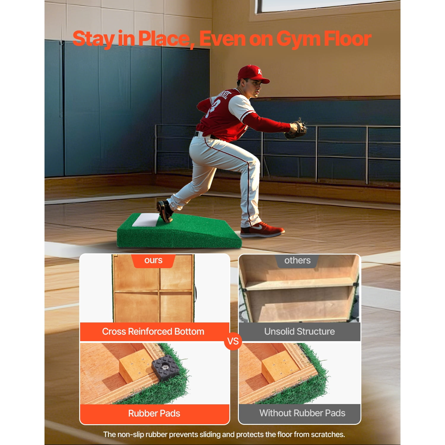 KFFKFF Pitching Hill, Mobile Baseball Thrower's Hill, 31 in Indoor Outdoor Throwing Exercise and Training Gear, Softball Throwing Helpers with Durable Grass, Pitching Leather, Transport Handle