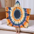 thumbnail image 5 of Orange Purple Blue Tie Dye Mandala Pattern Hooded Bath Towel，50"x30" for Ages 3 To 12 Kids, Quick Dry Lightweight Soft Microfiber Hood Beach Towel Cover Up for Kids, 5 of 7