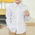 thumbnail image 4 of Riecok Boys School Uniform Shirts Lapel Collared Solid Button up Blouse Cotton Long Sleeve Fall Dress Tops, 4 of 9