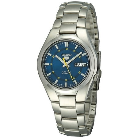Seiko - Men's 5 Automatic SNK615K Blue Stainless-Steel Automatic Dress ...
