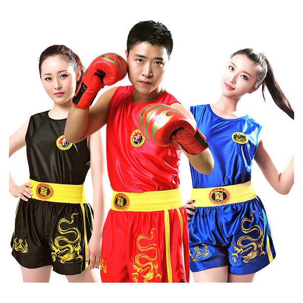 Traje de boxeo tailandés, pantalones cortos, ropa de entrenamiento de lucha y competición