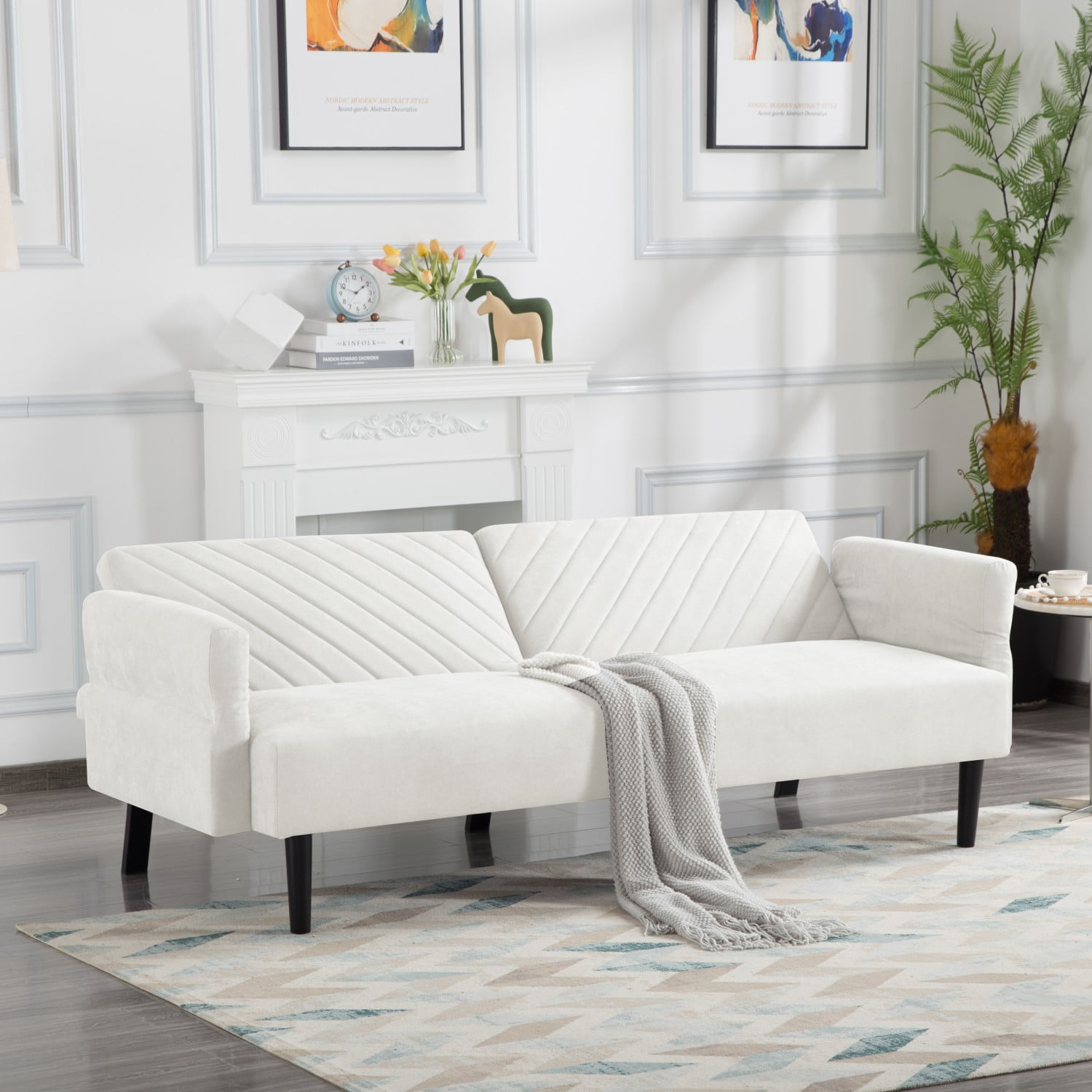 Gewnee 74.8"Futon Sofa Bed Couch Modern Convertible Folding Futon Set for Living Room or Bedroom