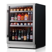 Ca'Lefort 24 Inch Beverage Refrigerator,180 Cans Beverage Cooler with Stainless Steel Glass Door for Home, Bar, Office